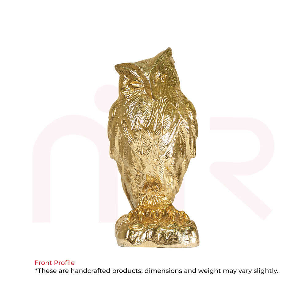 Gold-plated owl idol by MahaVastu Remedies for smart money decisions.