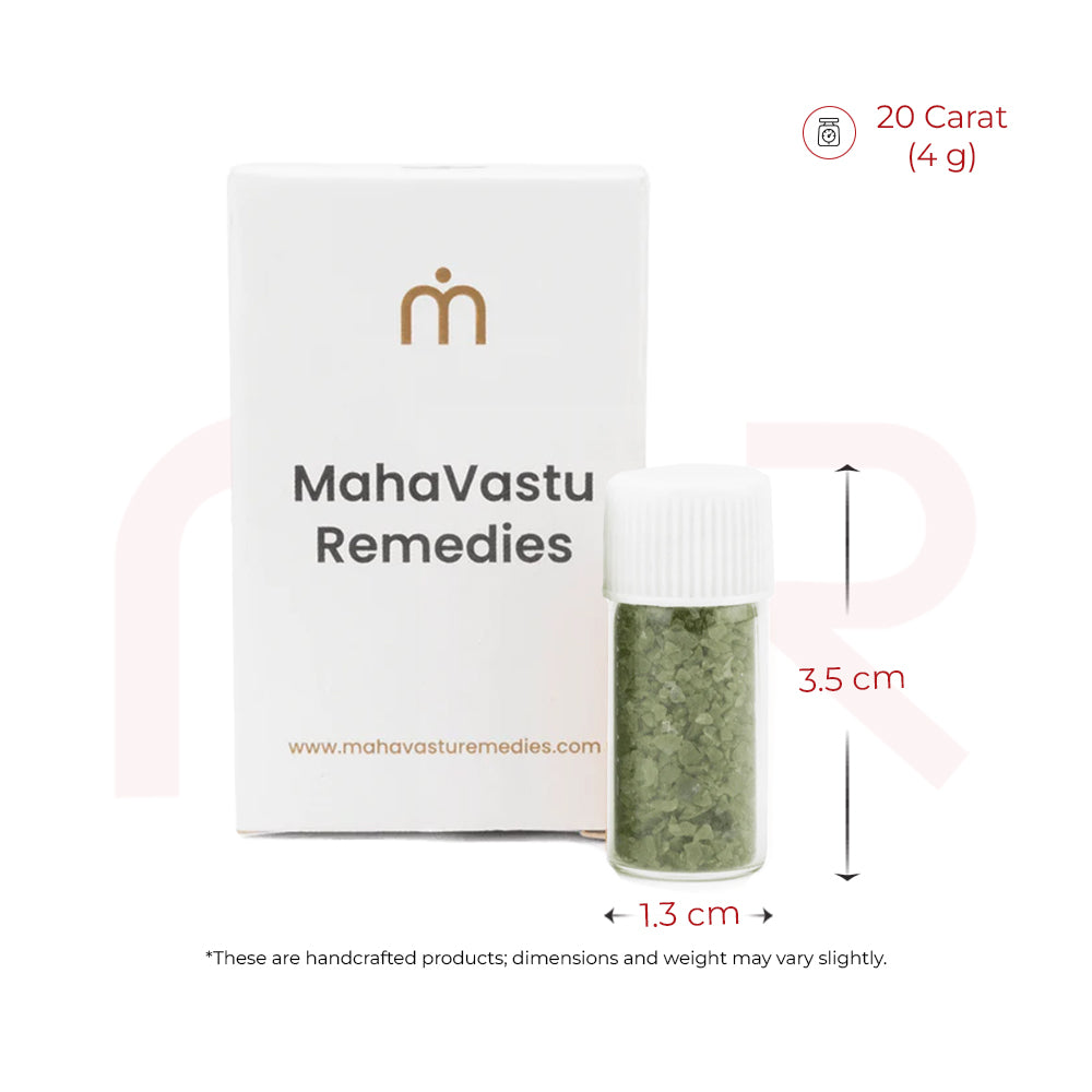 MahaVastu Remedies green crystal jar and branded box, 10g, for Vastu Shastra balance
