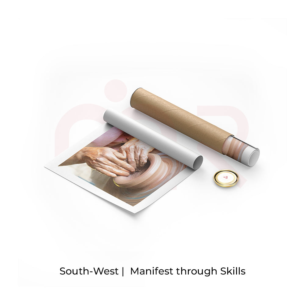 MahaVastu Pot Maker remedy poster showing hands shaping clay, with tube packaging