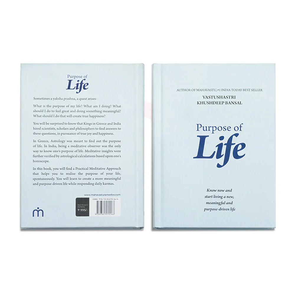 Purpose of Life book by Vastushastri Khushdeep Bansal, front and back cover, self-help Vastu guide