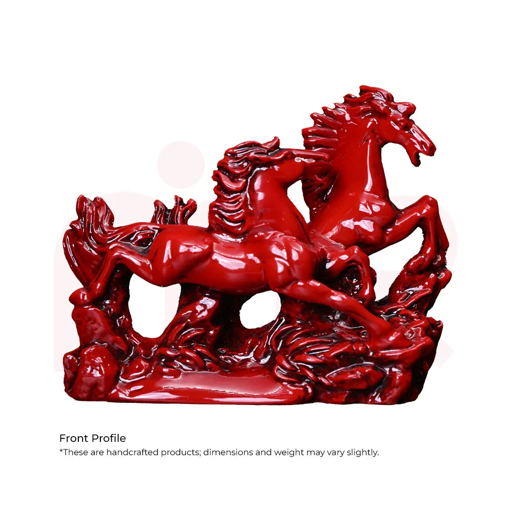 Red running horses Vastu figurine for home decor and positive energy