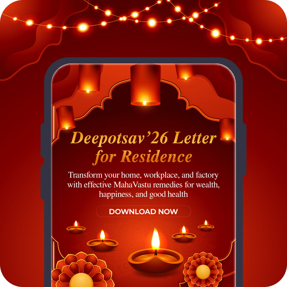 Deepotsav'26 promotional graphic for MahaVastu residence remedies with lit diyas