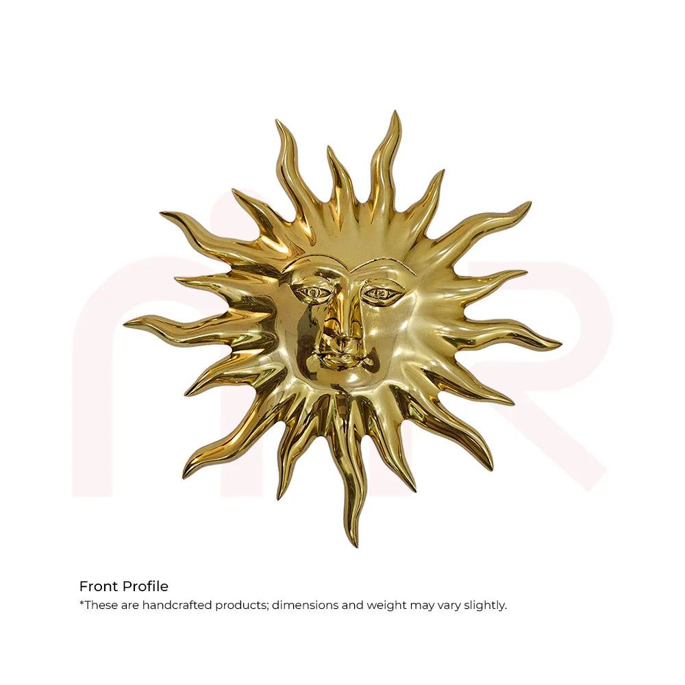 Handcrafted golden Surya sun face Vastu remedy wall decor for positivity and balance