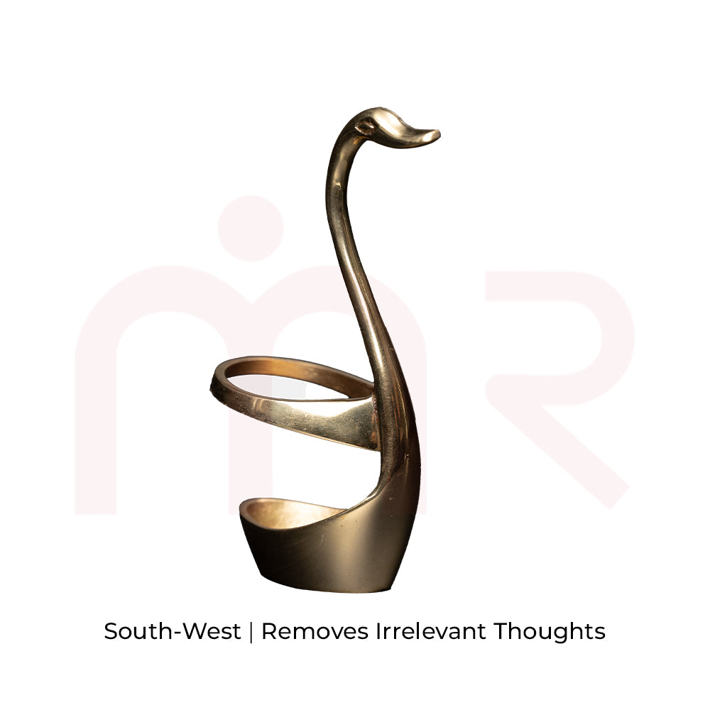 Brass swan Vastu remedy sculpture for West-South-West direction, MahaVastu home decor