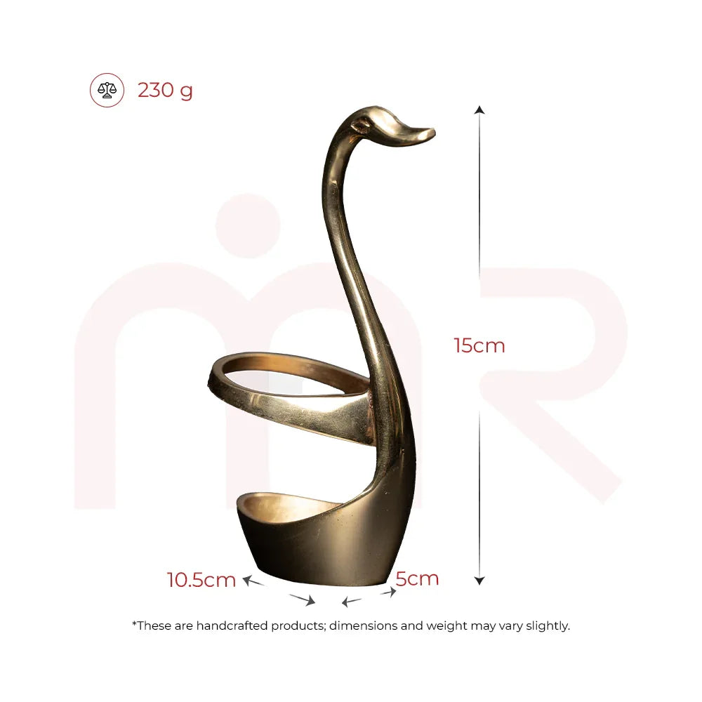 Handcrafted brass swan Vastu decor, 15cm tall, 230g, MahaVastu remedy for positivity.