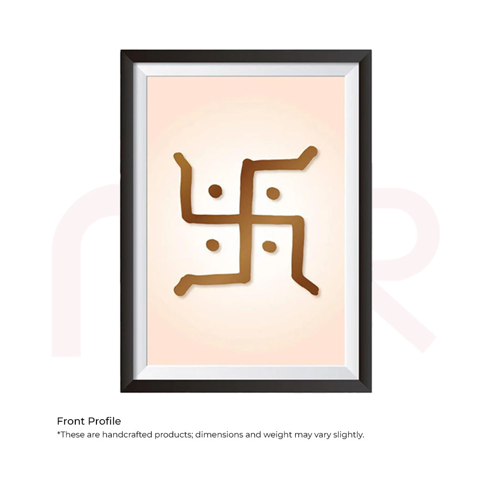 Acrylic Swastik decor in black frame for MahaVastu remedies, ideal for Vastu Shastra balance