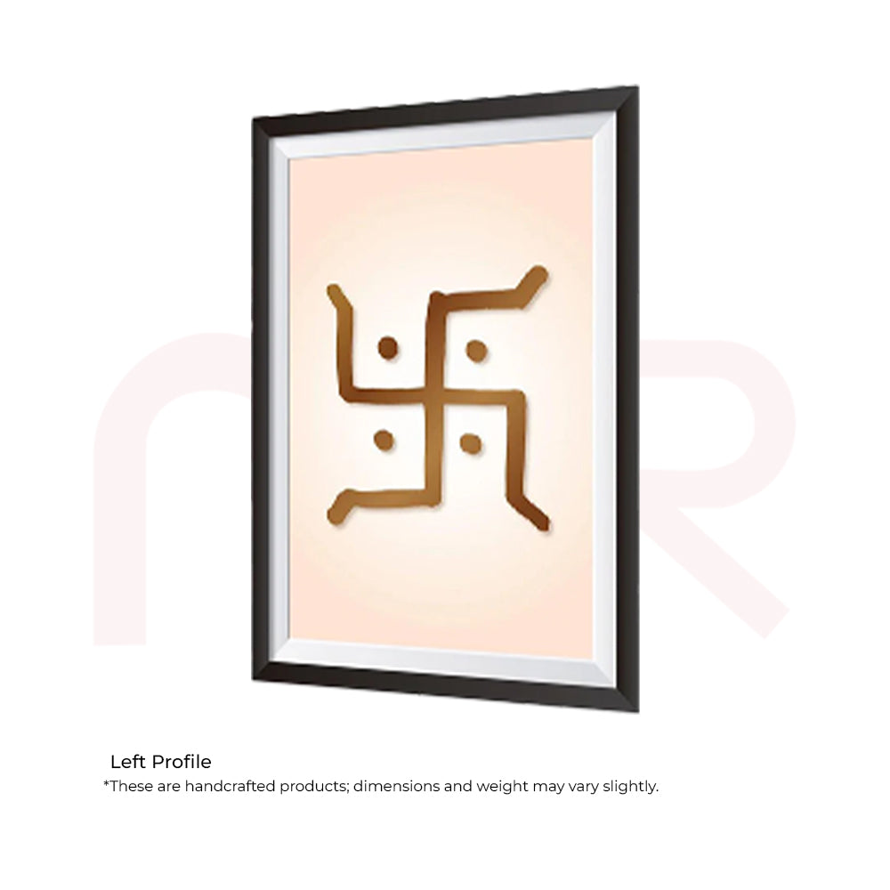Acrylic Swastik Vastu wall decor in a black frame for MahaVastu remedies and positivity