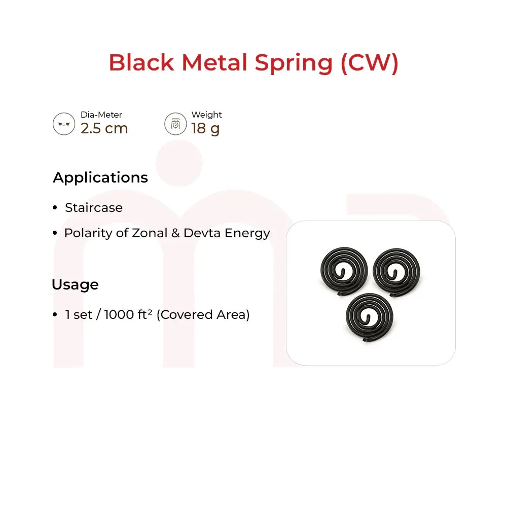 MahaVastu Water CW remedy set of three black spiral coils for Vastu staircase energy balance