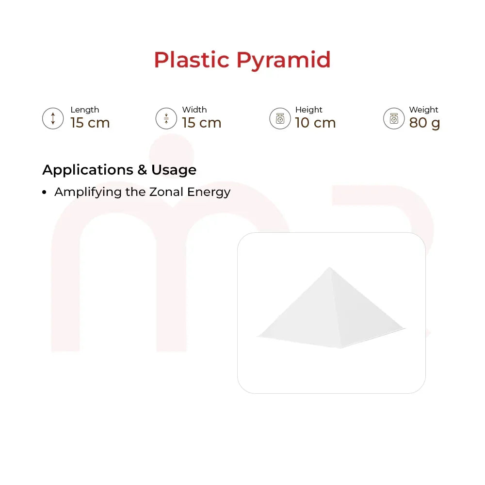 White plastic pyramid for Vastu, 15x15x10 cm, energy amplifier for home or office